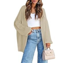 Pink Queen 2023 Fall Long Cardigans for Women Batwing Sleeve Open Front Ribbed Knit Oversized Car... | Amazon (US)