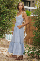 Light Wash Denim Cami Tiered Maxi Dress | Magnolia Boutique