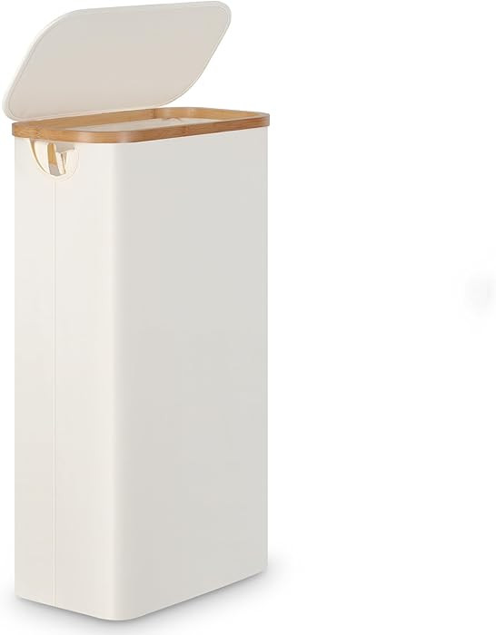 efluky Slim Laundry Basket with Lid, Tall Laundry Hamper with Removable Bag, Narrow Dirty Clothes... | Amazon (US)