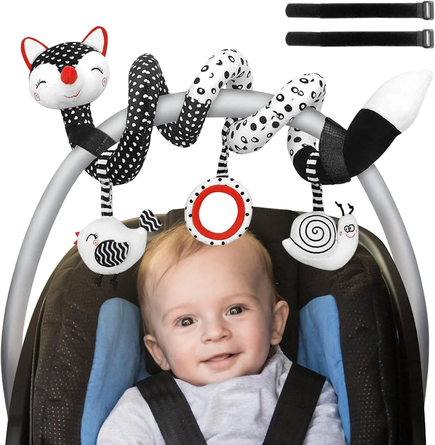 Car Seat Toys for Babies 0-12 Months, Black and White Spiral Car Seat Toys, Baby Infants High Con... | Walmart (US)