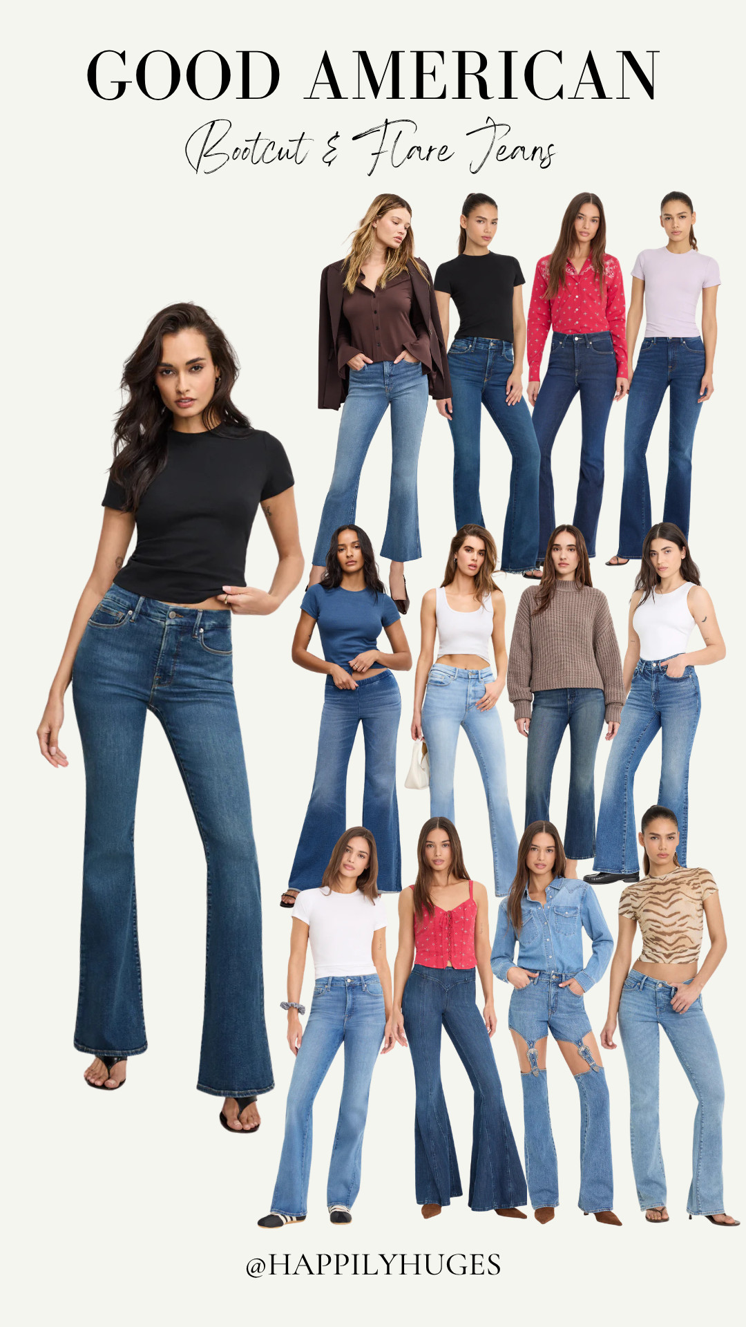 Elevate your denim game with Good American bootcut and flare styles.  

 #LTKdayinmylife #LTKgrwm #LTKootd