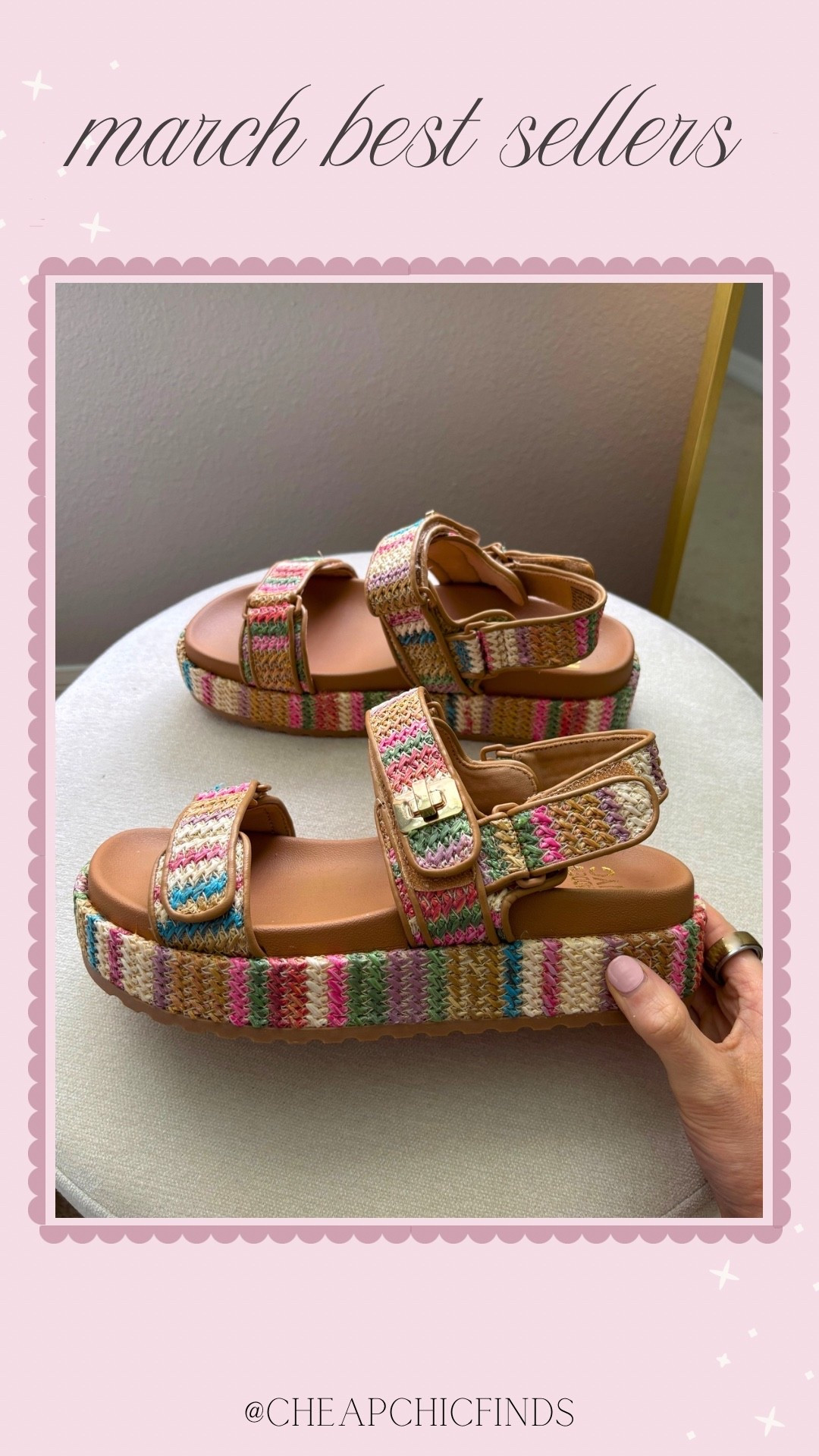 The must have colorful Walmart sandals of the season! These are comfy (I’ve been wearing them non stop to test them out!) and super cute! 
**sizing:
They fit tts for me! I got an 8.5