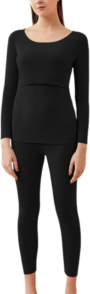 Women's Maternity Long Sleeve Pajama Set Cotton Pjs Warm Fall Comfy Spring High Waisted Sleepwear | Amazon (US)
