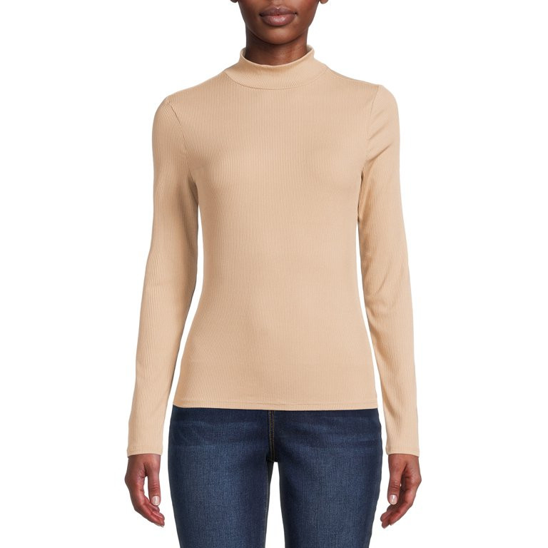 No Boundaries Juniors' Mock Neck Top with Long Sleeves | Walmart (US)