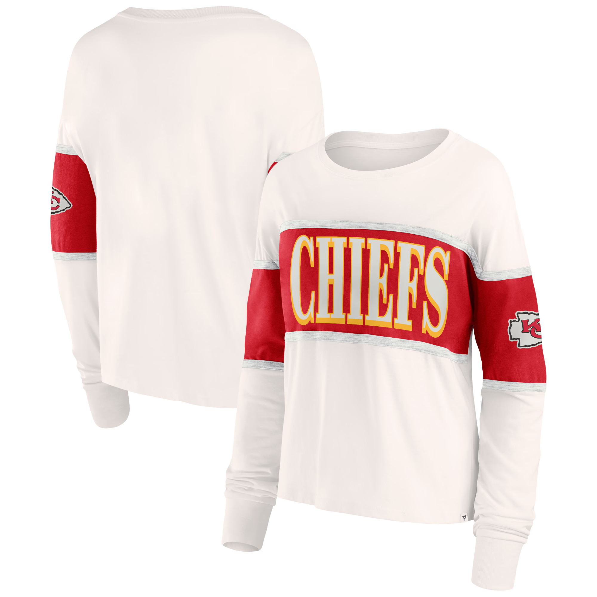 Women's Kansas City Chiefs Fanatics Cream Antique Block Long Sleeve T-Shirt | NFL Shop