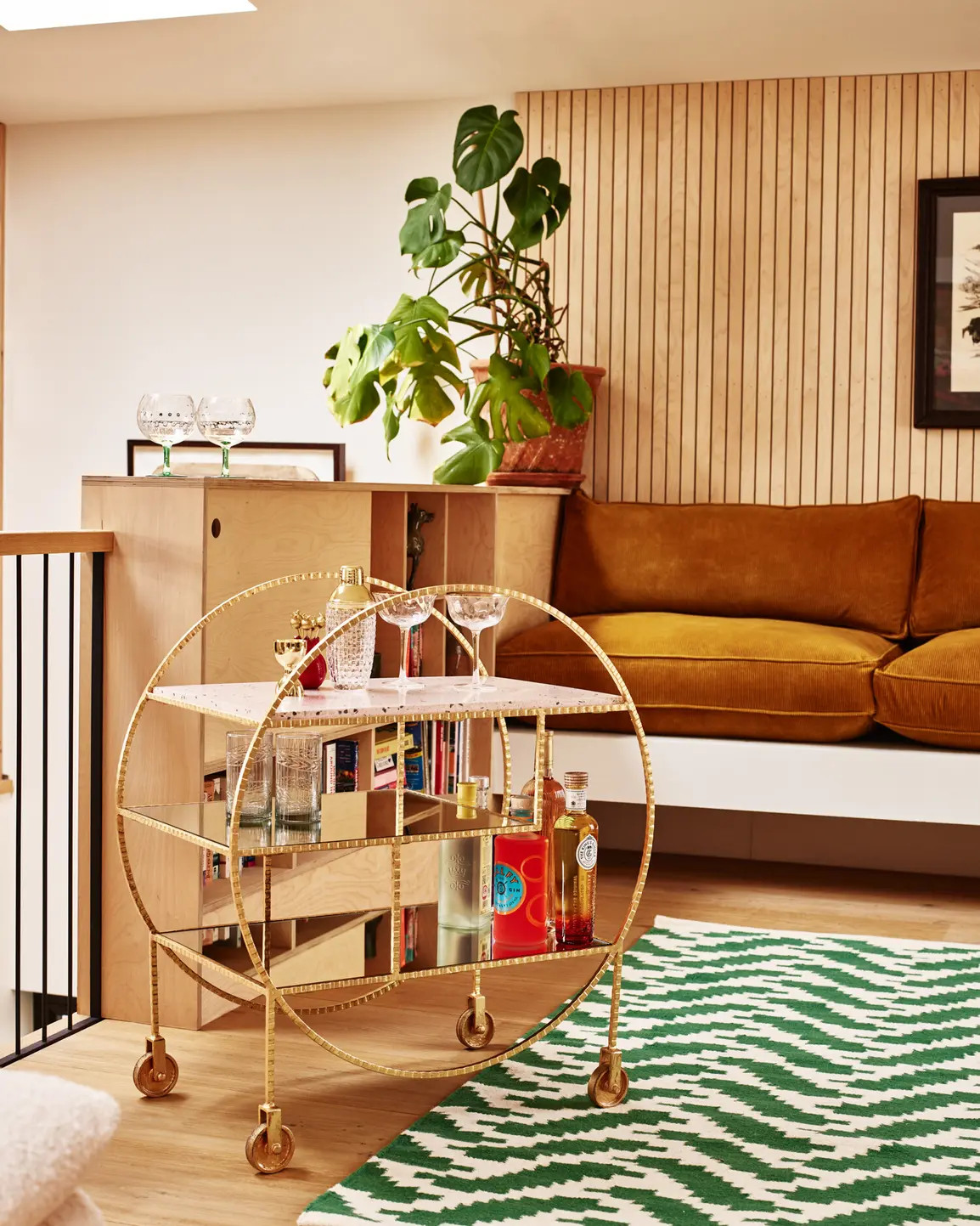 Terrazzo Luxe Pink & Gold Metal Drinks Trolley | Oliver Bonas | Oliver Bonas (Global)