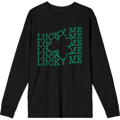 St Pats Lucky Me Crew Neck Long Sleeve Adult Tee-XXL-Black | Target