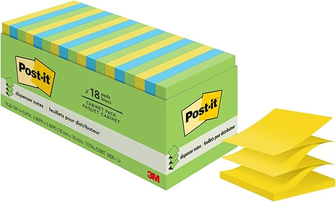 Post-it Pop-up Notes, 18 Sticky Note Pads, 3 x 3 in., School Supplies, Office Products, Accordion... | Amazon (US)