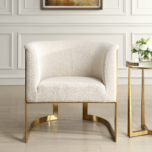 Framed Barrel Accent Chair - 31" - White | Christmas Central