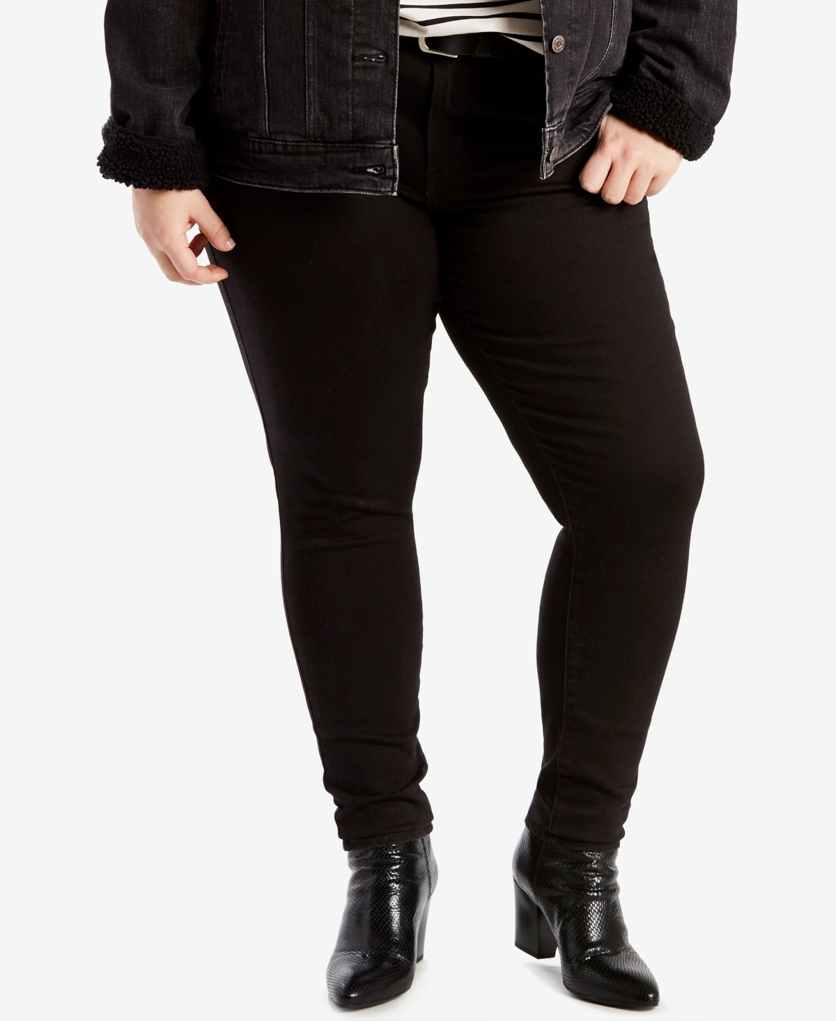 Levi's Trendy Plus Size 711 Skinny Jeans - Black Peony | Macy's