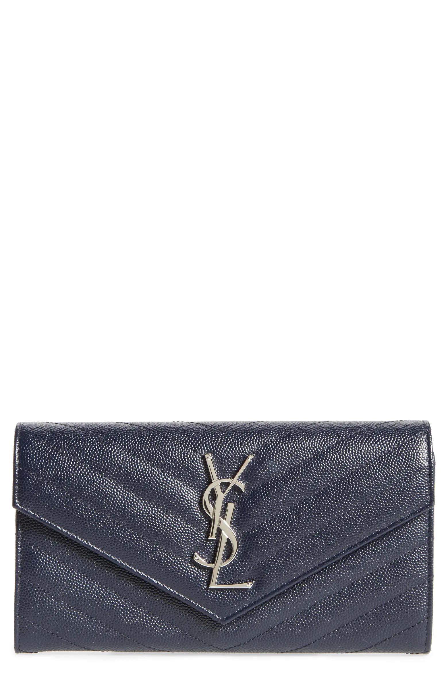 Saint Laurent M atelassé Leather Envelope Wallet | Nordstrom | Nordstrom
