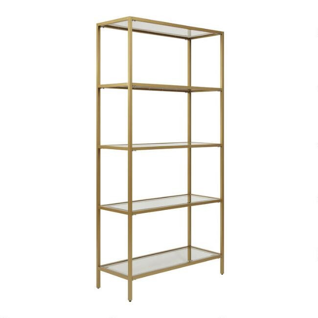 Gold Metal and Glass Bookshelf | World Market