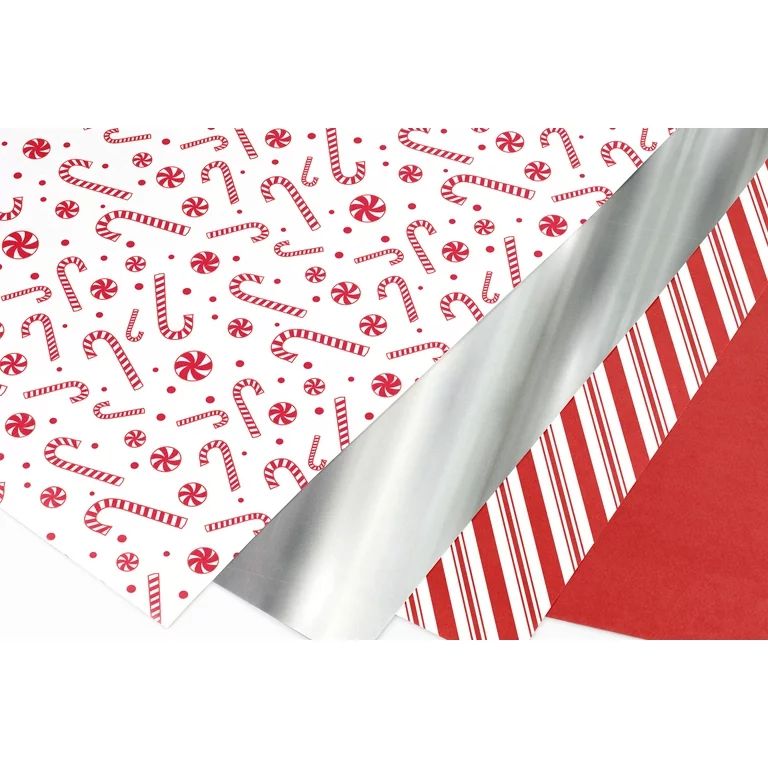 50-Count Silver Candy Cane Red Stripe Gift Tissue, by Holiday Time | Walmart (US)