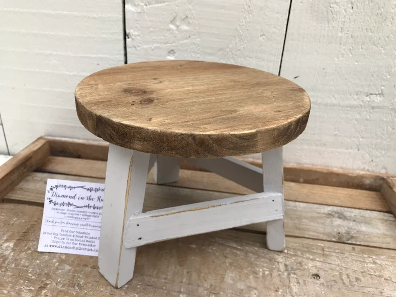 Milking Stool Style / Garden Plant Stand / Farmhouse Style Decorative Step Stool / Rustic Home De... | Etsy (US)