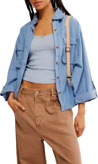 Free People Made for Sun Oversize Linen & Cotton Button-Up Shirt | Nordstrom | Nordstrom
