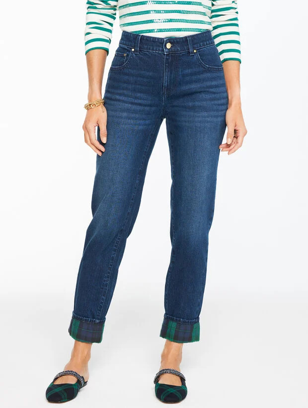 Everyday Relaxed Jeans - Tartan Cuff | Talbots