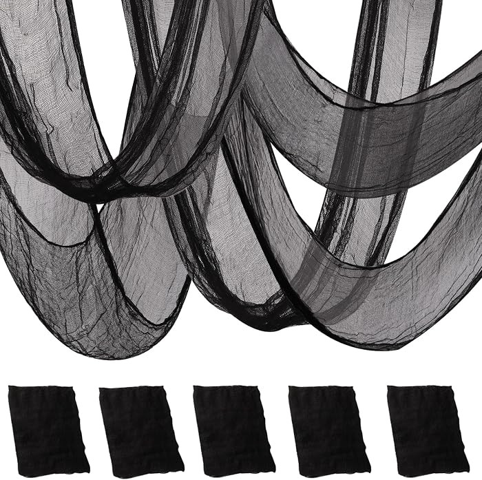 5PCS 30" x 72" Black Halloween Creepy Cloth for Indoor Outdoor Decoration | Amazon (US)