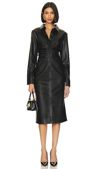 Mclain Faux Leather Dress in Black | Revolve Clothing (Global)