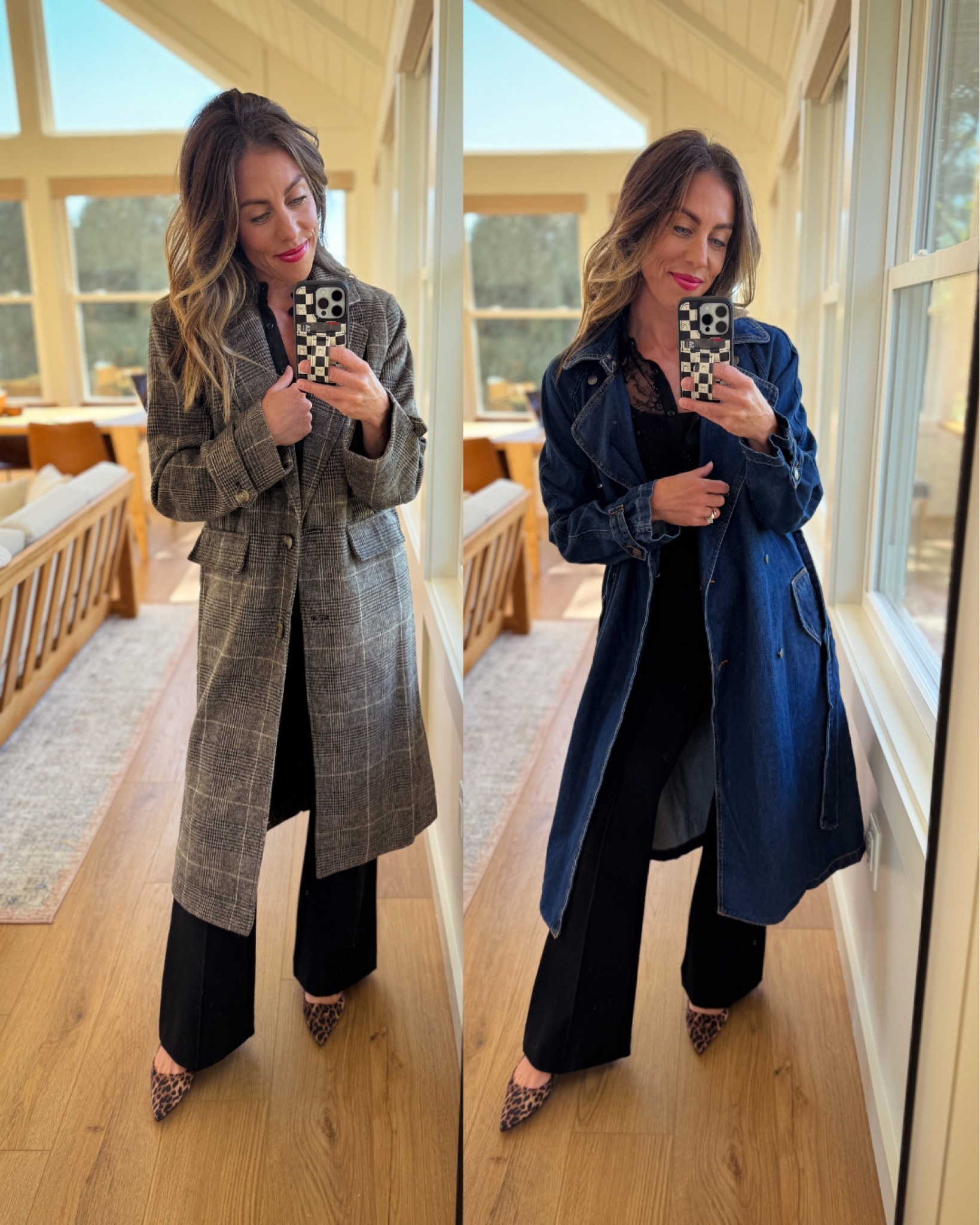 Both coats: xs
The perfect pants from spanx: xs petite 
Leopard kitten heels: 6 (fits TTS) 

#LTKFindsUnder50 #LTKSaleAlert #LTKStyleTip