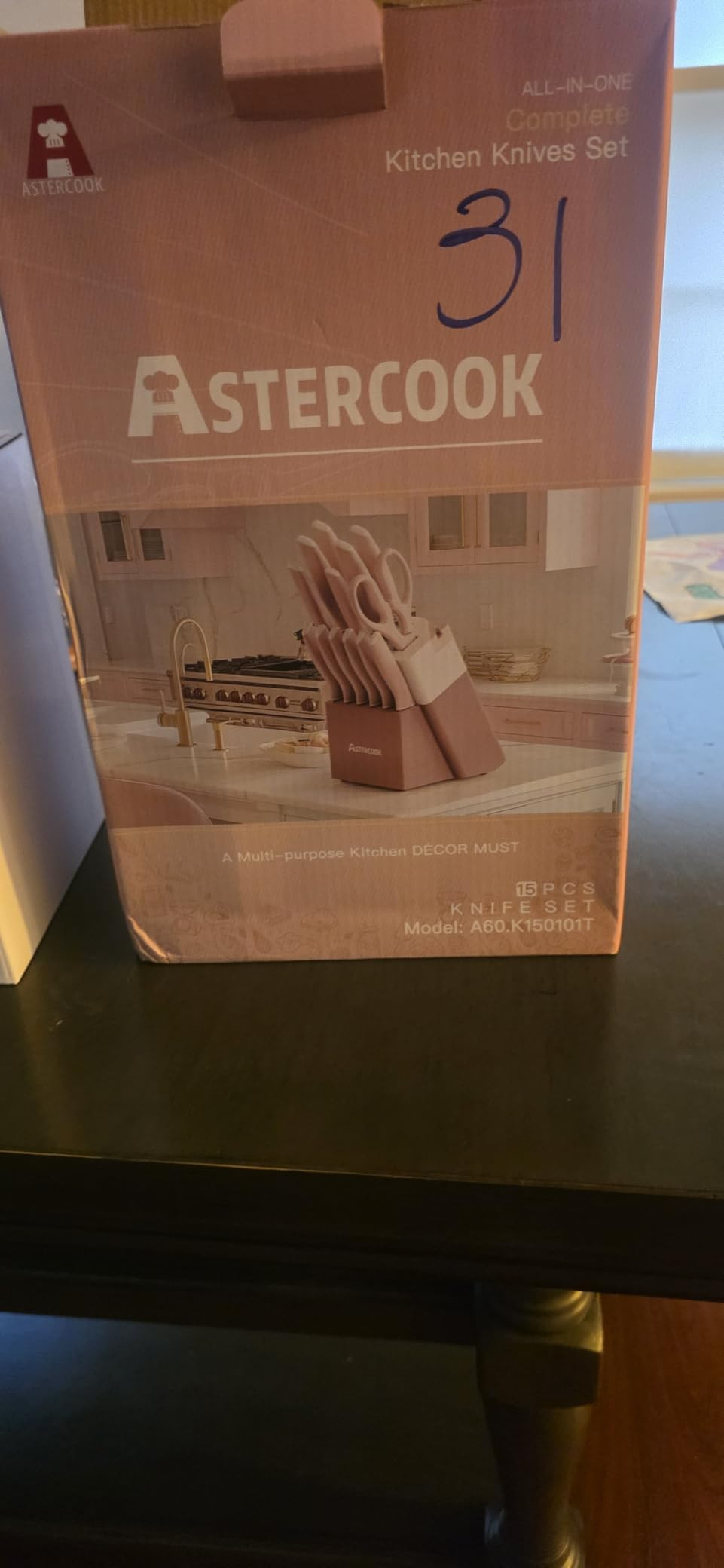 Astercook Knife Set, Kitchen Knives Set with Block and Sharpener Ceramic Coating 15 Pcs German St... | Amazon (US)