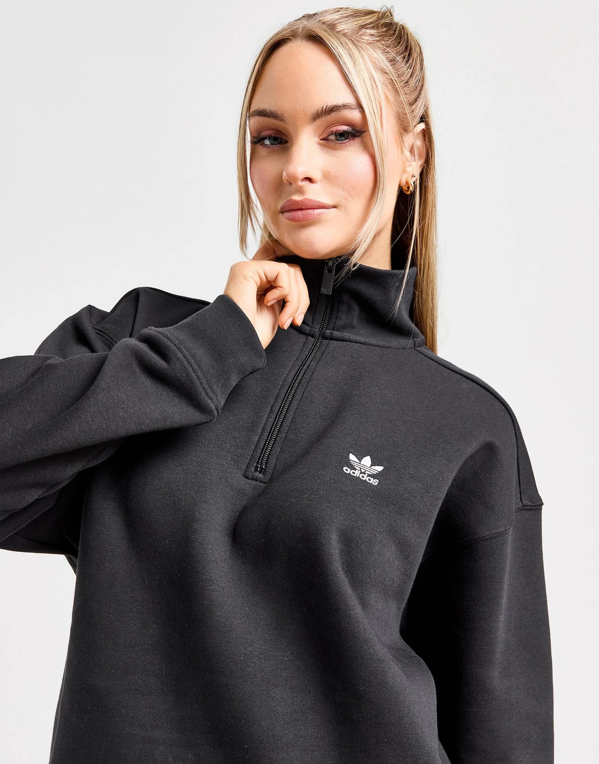 Black adidas Originals Essential 1/4 Zip Top | JD Sports UK | JD Sports (UK)