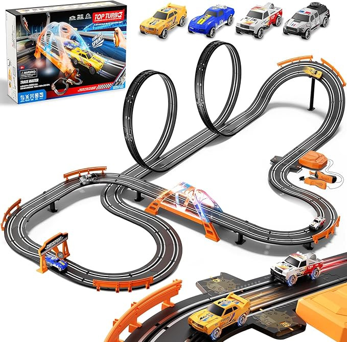 Slot Car Race Track Set for Kids – 29ft Electric Race Car Track with 4 Slot Cars, Dual Racing T... | Amazon (US)