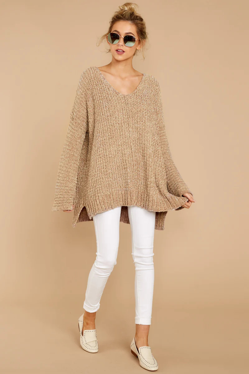 Trust In It Beige Chenille Sweater | Red Dress 