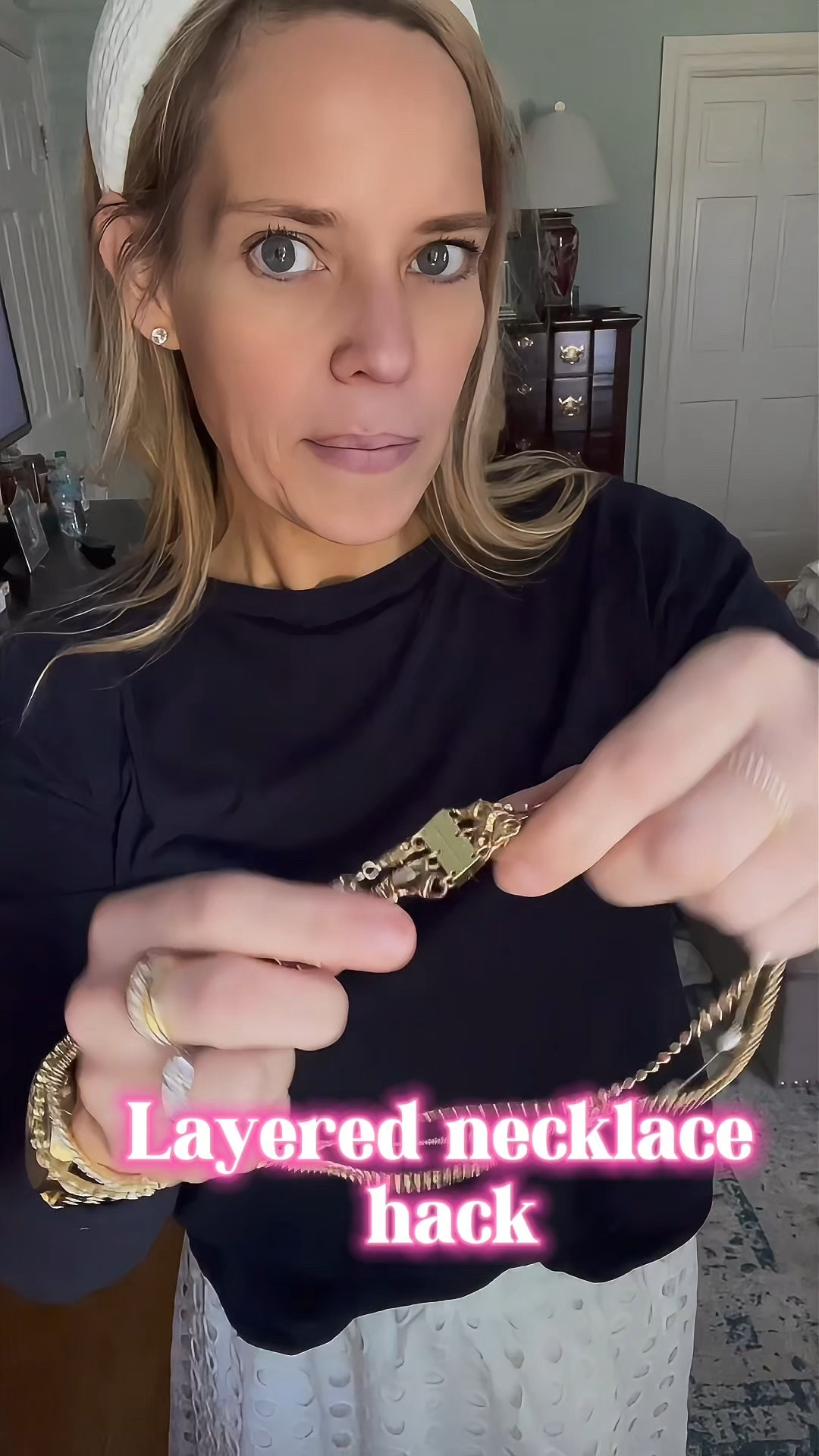 PREPPYREBEL for 10% off my Melinda Maria jewelry
The secret to perfectly layered necklaces — no more tangles, no more frustration!✨ I’m wearing this triple gold magnetic necklace clasp from Amazon that keeps all my chains in place with zero fuss. Just clip, click, and go! It’s a layering must-have, especially for dainty chains and pearl accents like mine.

My stack includes:
Necklaces: Melinda Maria layered gold + pearl strands
Watch + bracelets: Mixed gold tones with sparkle
Top: Classic navy (a layering-friendly neutral!)
Earrings + rings: Simple sparkle to tie it all together

Layer like a pro with this Amazon find that’s lightweight, easy to use, and gentle on sensitive skin. The magnet is strong enough to hold but simple to snap apart—so you can swap looks in seconds.

Shop the full look on LTK
#LayeringHack #AmazonFinds #JewelryOrganizer #MelindaMaria #LTKStyle #LayeredLook #MagneticClasp #MyMMLoveLetter #AccessoryGoals #LTKUnder50

#LTKGiftGuide #LTKFindsUnder50 #LTKFindsUnder100