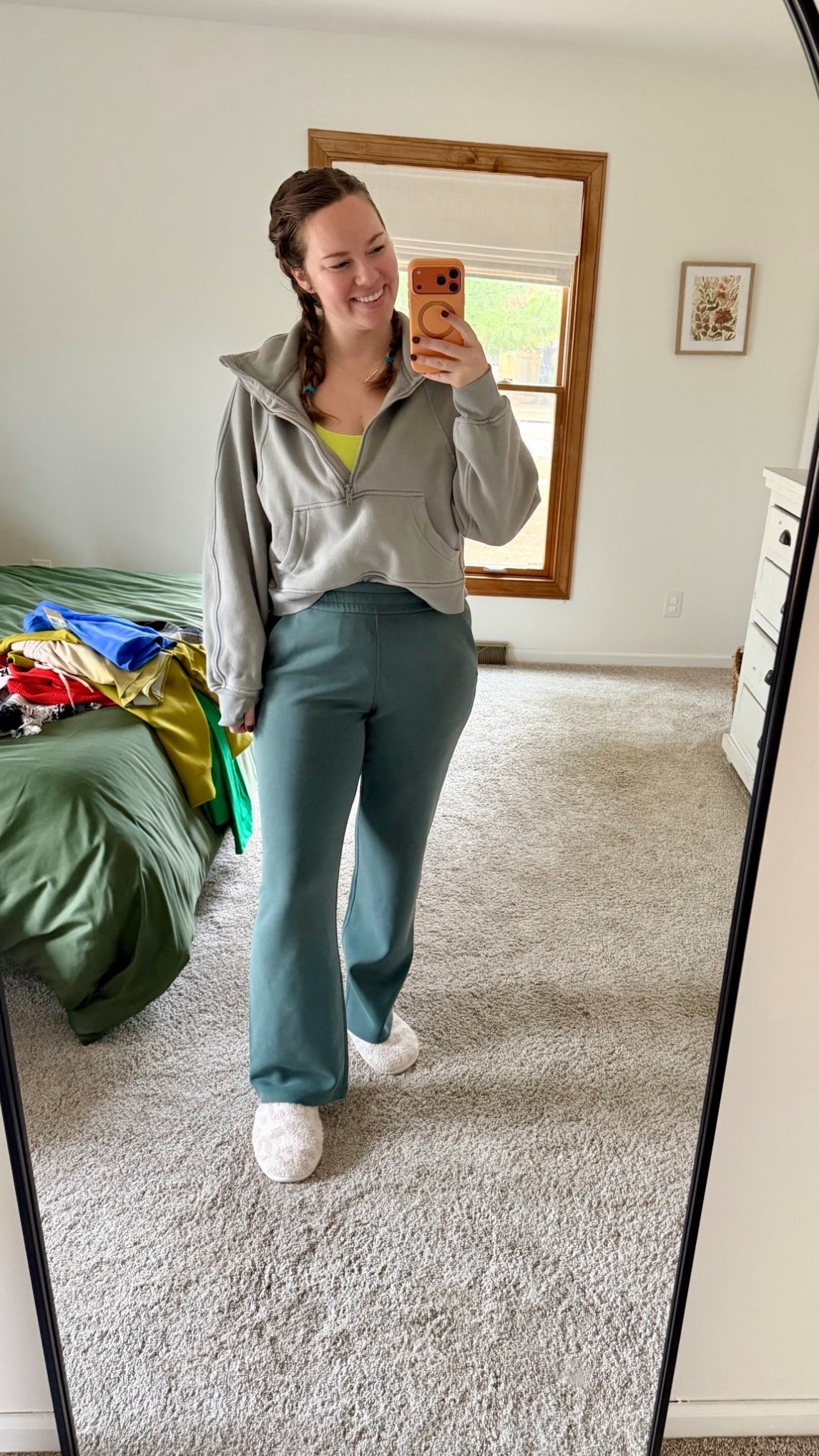 Lizard Grey pullover, lime green tank & a forestry green bottom for my SAHM & Autumn color palette outfit 🍁 Loved this combo of colors & I still felt cute in my comfy clothes 💗

#LTKootd #LTKmomlife #LTKSeasonal