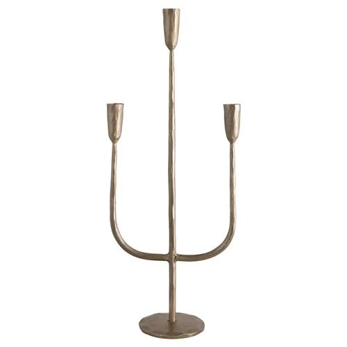 Marcello French Country Antique Brass Iron Candelabra | Kathy Kuo Home