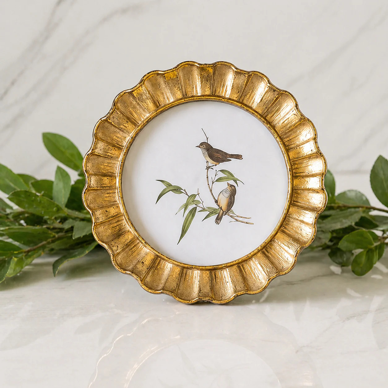 Round Golden Photo Frame - 4 x 4 | River Chic Designs