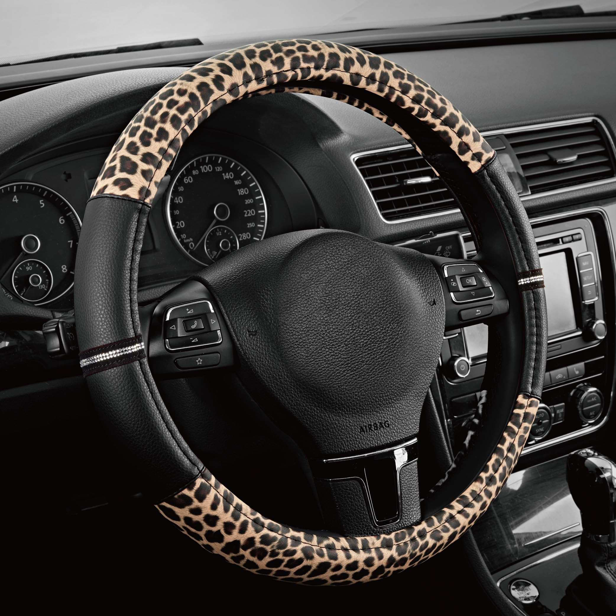 Road Comforts Leopard Steering Wheel Cover - Made with PVC Leather Cheetah Print - Anti-Slip, Uni... | Amazon (US)