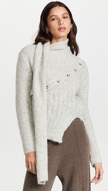 Greta Scarf Neck Button Opening Knit Top | Shopbop