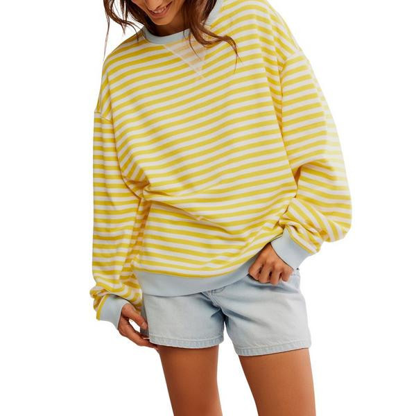 Women's Free People Classic Striped Crewneck Sweatshirt Large Dandelion | Scheels Sports