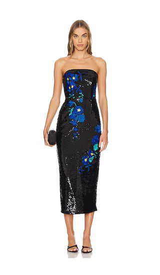 Kait Vines Of Floral Sequins Dress in Black & Blue | Revolve Clothing (Global)