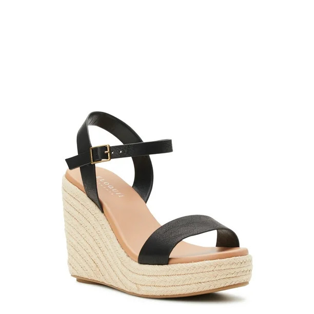 ELOQUII Elements Women's Wide Width Raffia Wedge Sandals | Walmart (US)