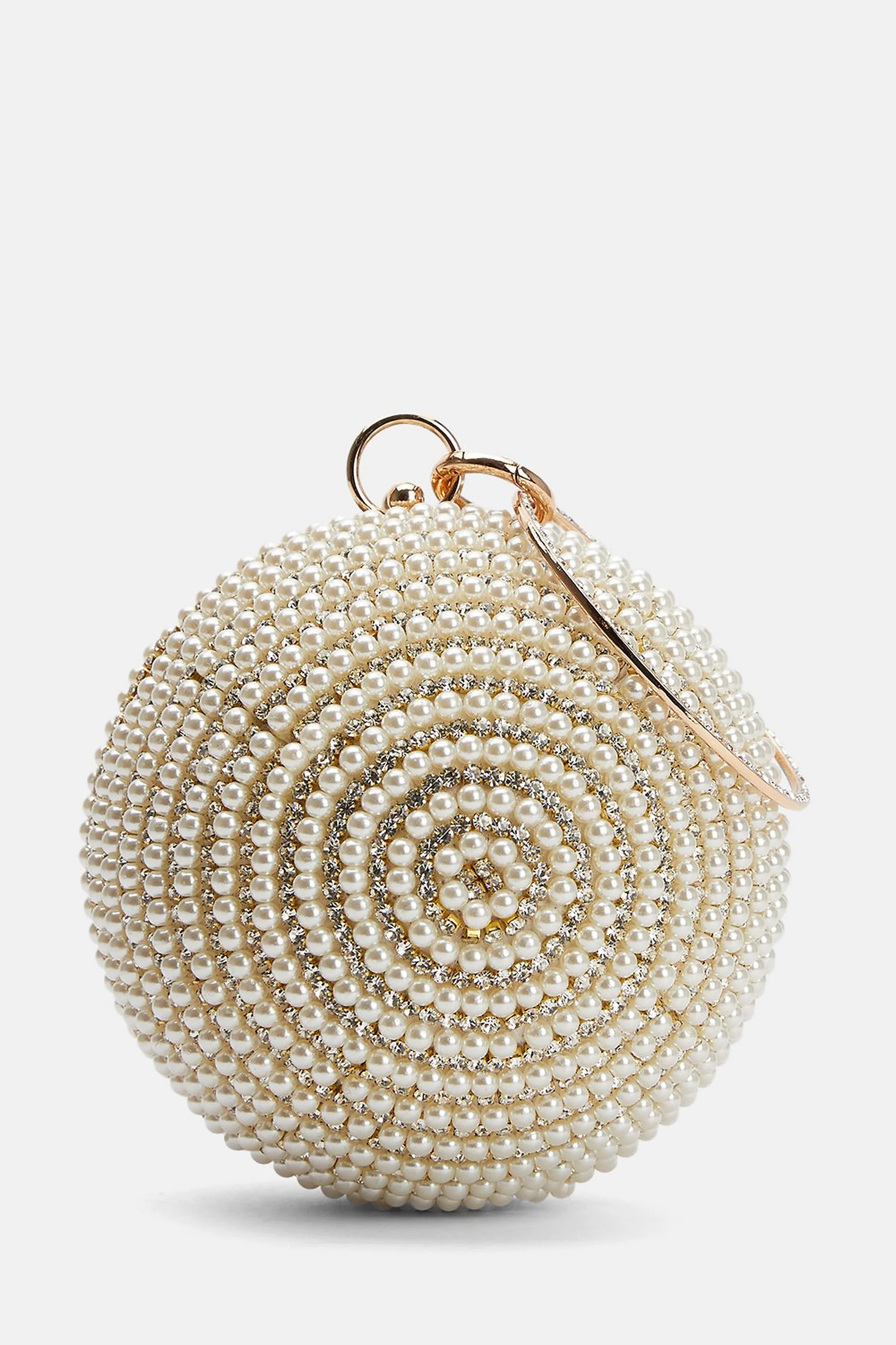 Pearl Embellished Ball Shaped Clutch Bag | Karen Millen UK + IE + DE + NL