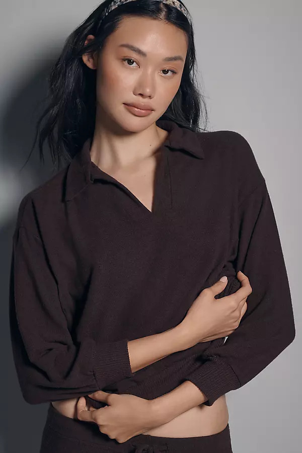 Long-Sleeve Cozy Polo Top | Anthropologie (US)