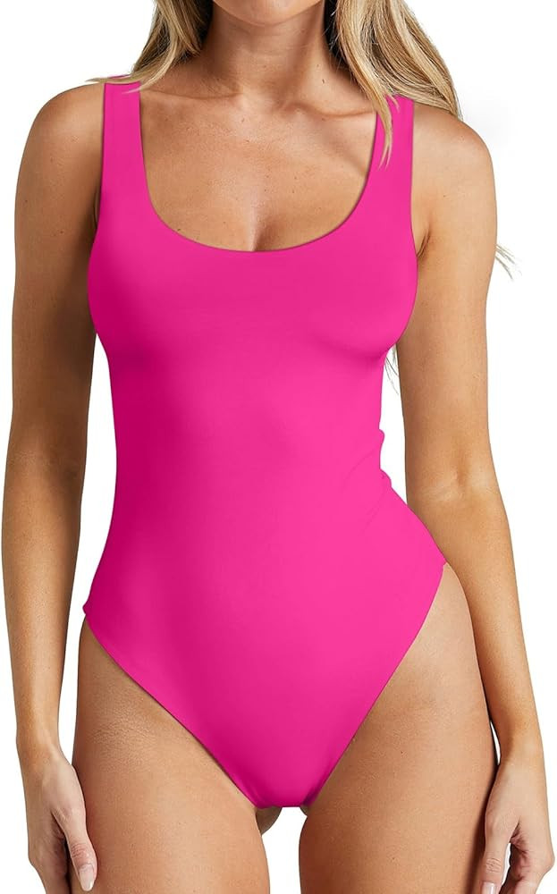 REORIA Butsmooth® Women's Scoop Neck Sleeveless Bodysuits Sexy Backless Slimming Double Lined Ba... | Amazon (US)