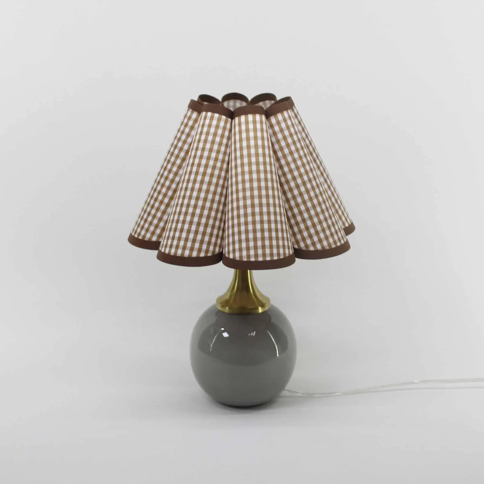 Handmade Scallop Brown Plaid Fabric Lamp  with Ceramic Base-122# | Etsy (US)