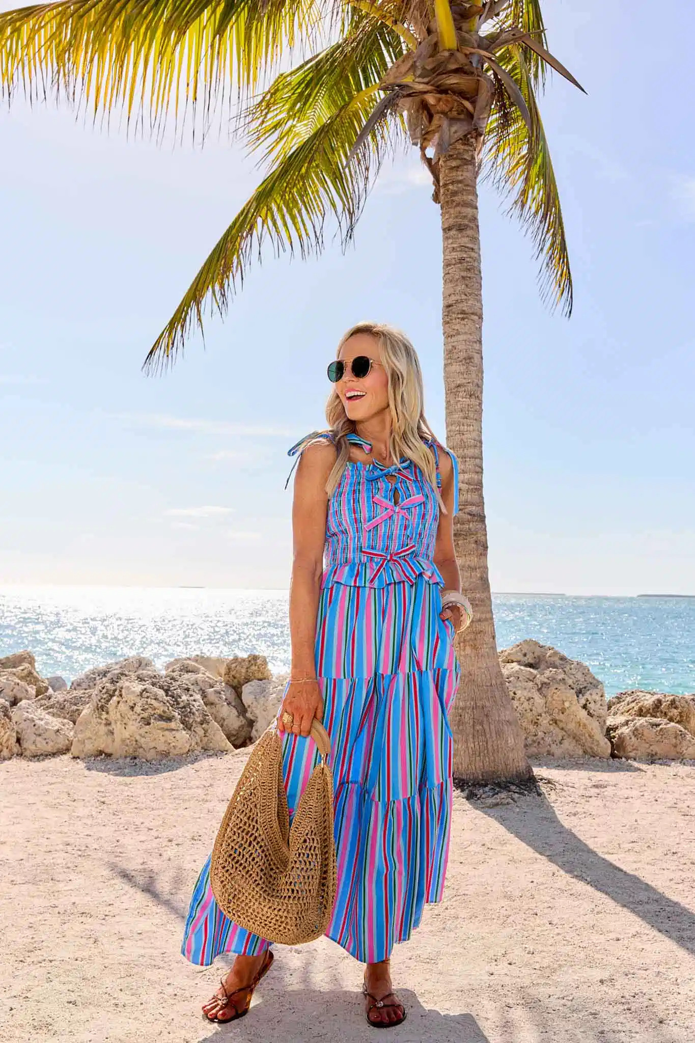Margot Blue Striped Maxi Dress | Avara
