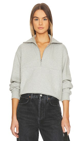 Cyrus Half Zip Sweater in Sage Heather Marl | Revolve Clothing (Global)