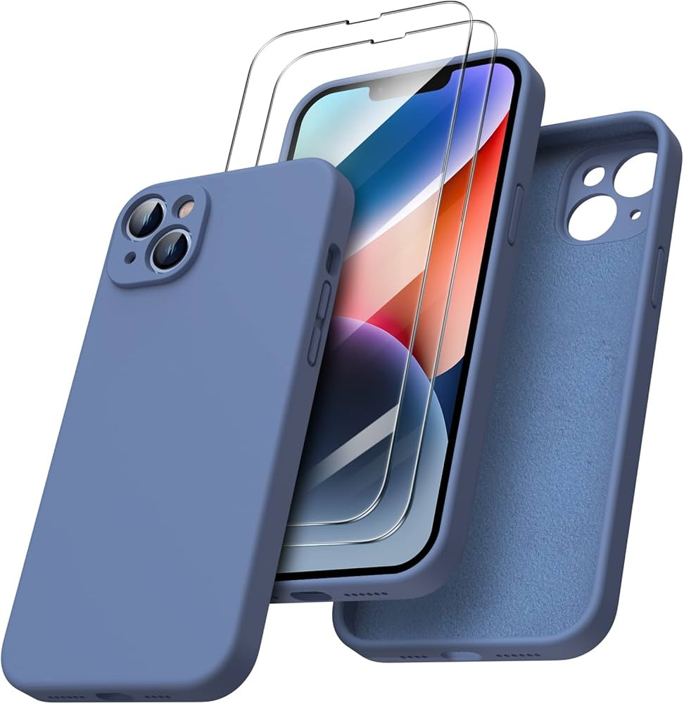 ORNARTO Designed for iPhone 14 Plus Case, with 2 x Screen Protector Liquid Silicone Gel Rubber Co... | Amazon (US)