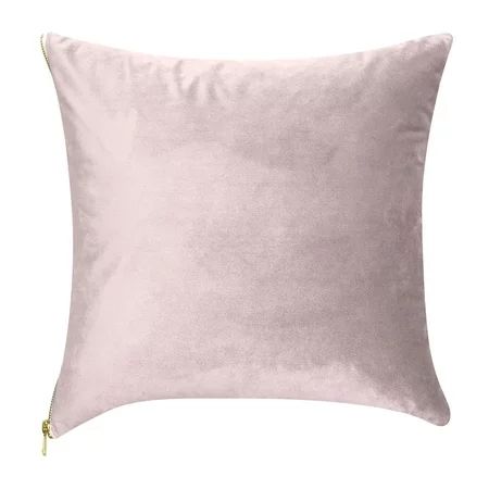 Feather Filled Solid Velvet With Exposed Zipper and Linen Backing Decorative Throw Pillow, 20" x 20" | Walmart (US)