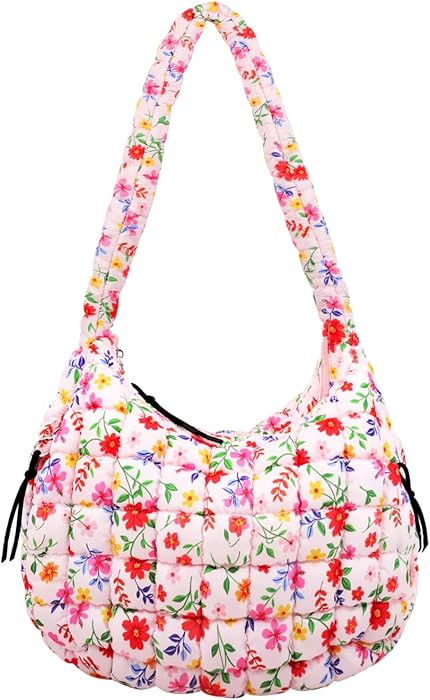 Quilted Puffer Tote Bag Purse Puffy Crossbody Shoulder Bag,Lightweight Nylon Hobo Bag Puffer Carr... | Amazon (US)