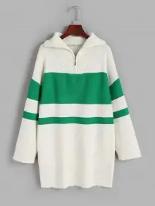 Colorblock Quarter Zip Long Sleeve Sweater Dress | ZAFUL (Global)