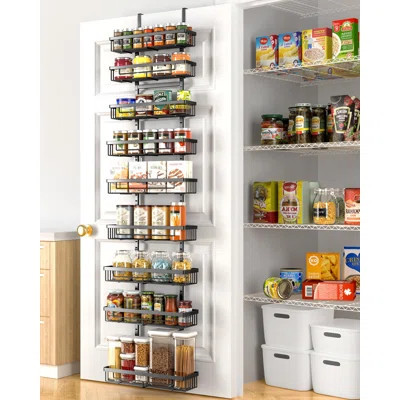 9-Tier Over The Door Pantry Organizer, Pantry Organization And Storage, Black Hanging Basket Wall Spice Rack Seasoning Shelves, Home & Kitchen | Wayfair North America