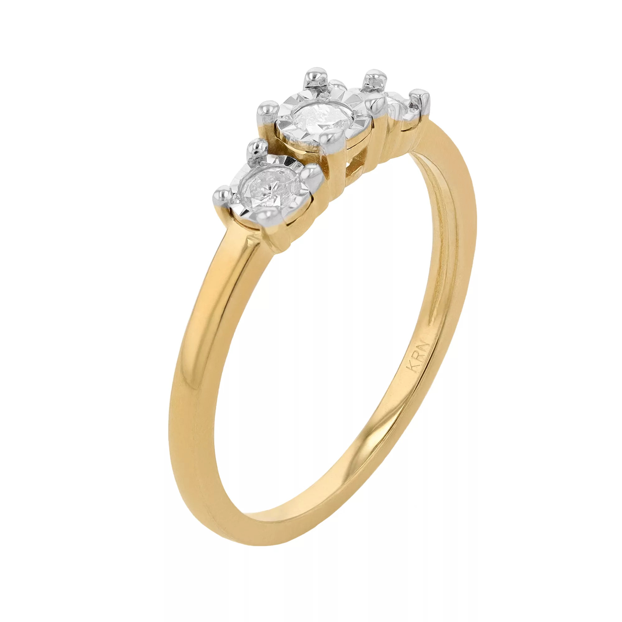 14k Gold Over Silver 1/4 Carat T.W. Diamond 3-Stone Engagement Ring | Kohl's