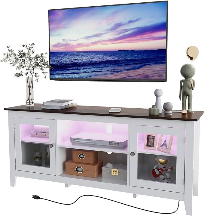 HAIOOU LED TV Stand with Power Outlet, Modern Entertainment Center for TV up to 60 Inch, Televisi... | Amazon (US)