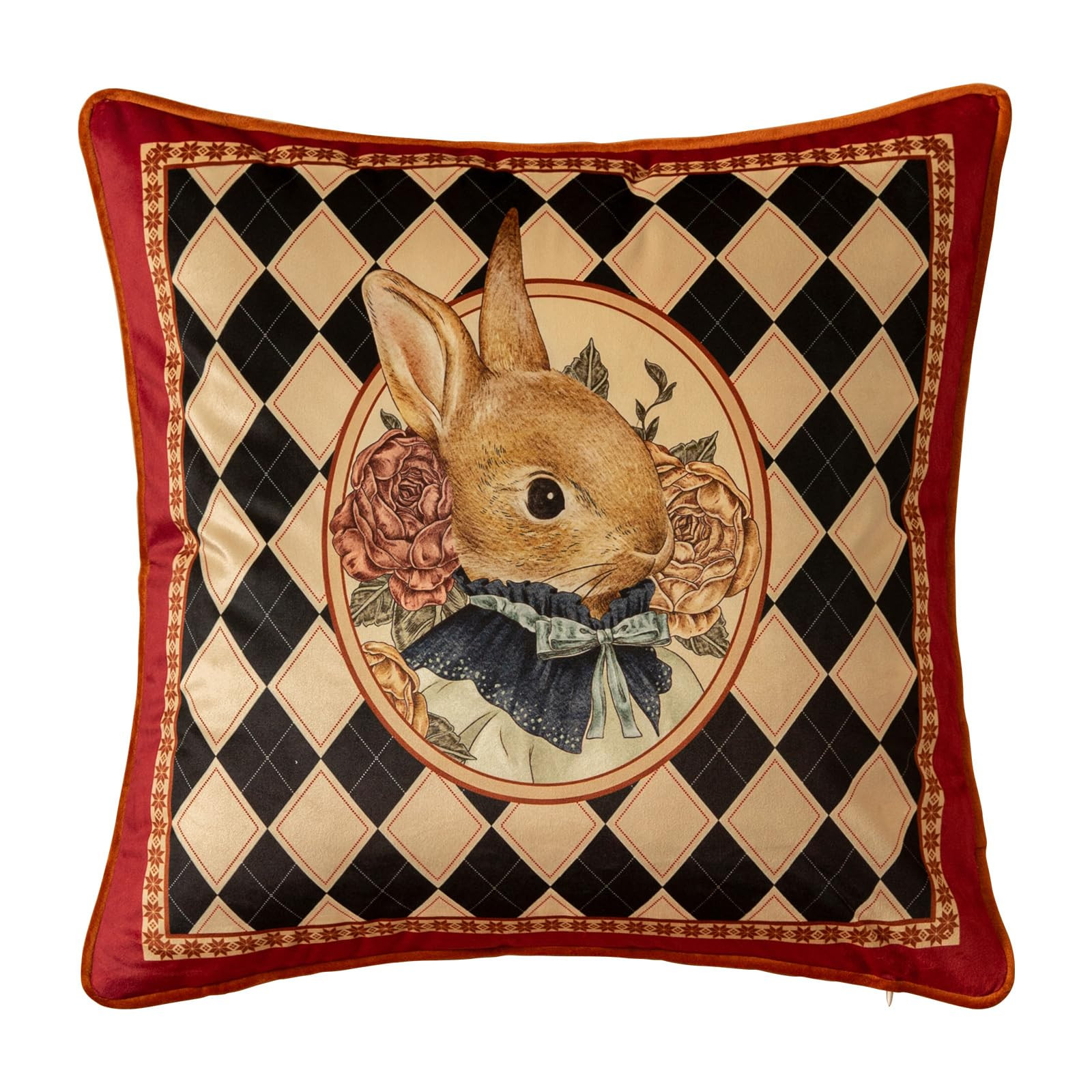 Grandmillennial Checkered Pillow Cover, Velvet Euro Sham Covers Decorative Throw Pillow Covers 18... | Amazon (US)